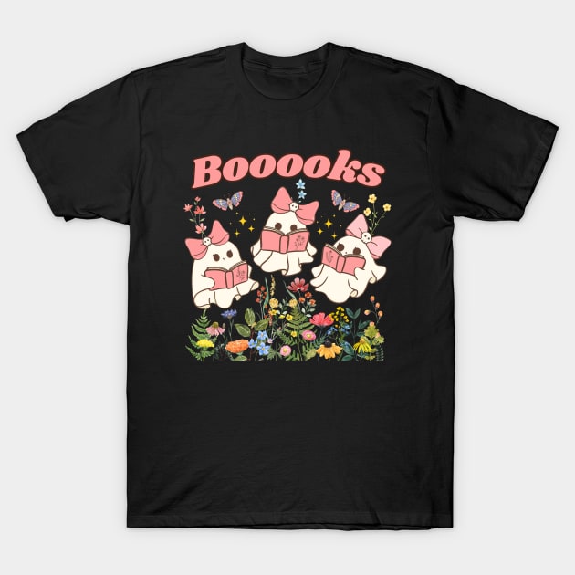 Cute Wildflower Ghosts Reading Books T-Shirt by Sugoi Otaku Gifts